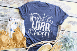 Screen Print Trust In The Lord Women Unisex Graphic Tee Shirt