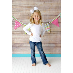 Applique Alphabet Girl Shirt with Ruffle Stripe Knit Pants