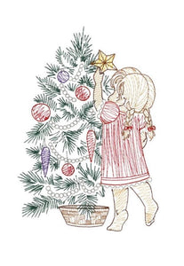 Little Girl Decorating Christmas Tree Pant Set