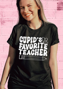 Cupids Favorite Teacher Screen Print Valentine Shirt Gift