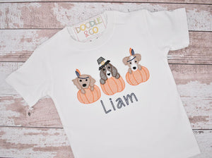 Thanksgiving Feast Puppy Personalized Boy Shirt