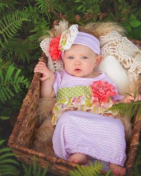 Haute Baby Mae Garden Summer Baby Take Me Home Gown and Headband