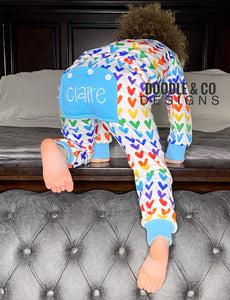 Valentine Heart Rainbow Butt Flap Pajamas