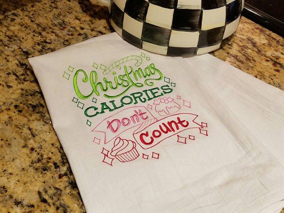 Christmas Calories Don't Count Tea Towel