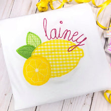 lemon shirt, girls summer shirt, fruit, embroidery, applique