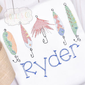 Boy Fishing Lures Personalized Embroidered Shirt