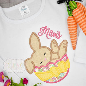 Bunny in Easter Egg Personalized Girl Shirt