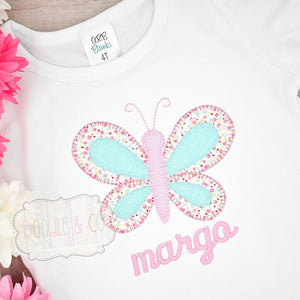 Butterfly Applique Personalized Girl Shirt