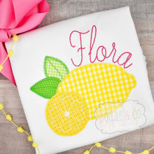 lemon shirt, girls summer shirt, fruit, embroidery, applique
