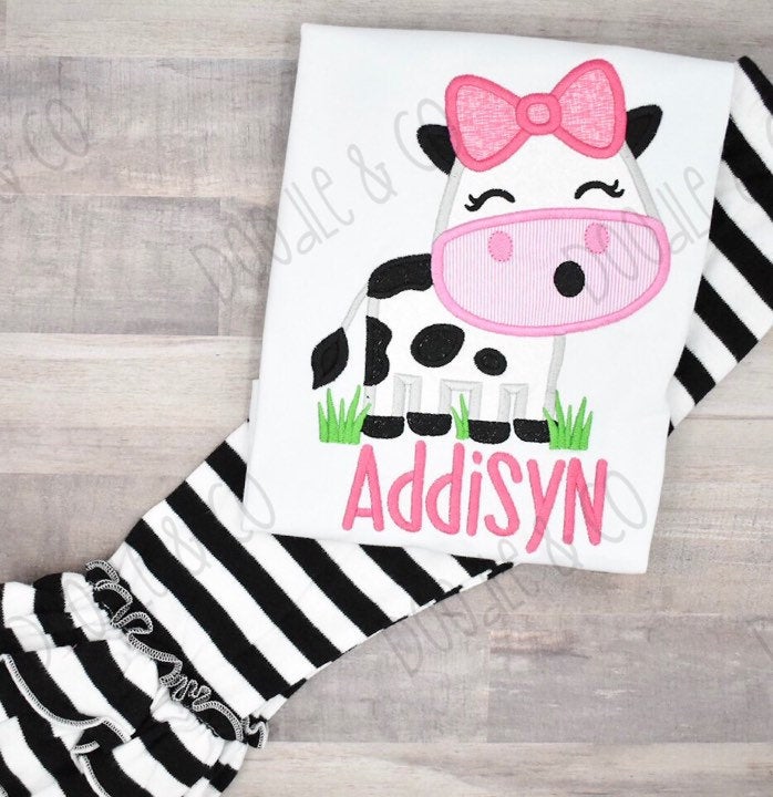 Cow Shirt and Ruffle Personalized Pant Set
