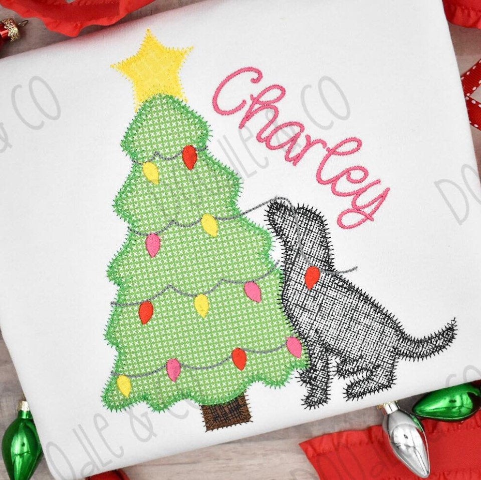 Christmas Tree and Dog Personalized Shirt