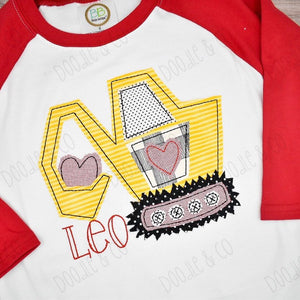 Boy Valentine Excavator Personalized Heart Shirt