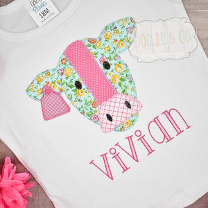 Cow Girl Applique Farm Animal Personalized Shirt