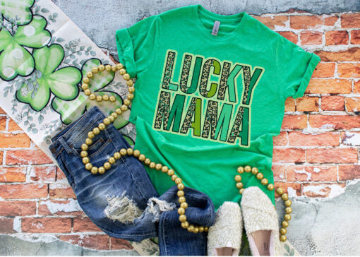 Lucky Mama Adult Premium Graphic St Patrick's Day Tee Shirt
