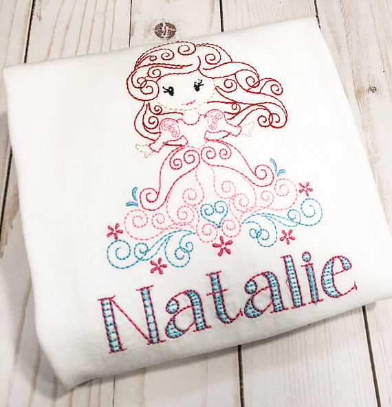 Mermaid Princess Embroidered and Personalized Shirt