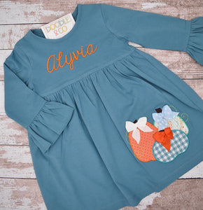 Knit Pumpkin Applique Dress Personalized with Name