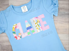 Applique Alphabet Ice Blue Personalized Shirt