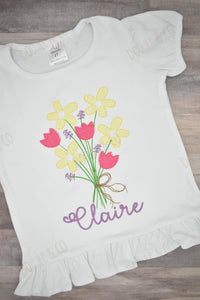 Personalized Girl Spring Flower Short Set