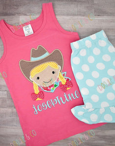 Cowgirl Personalized Short Set