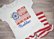 Floral American Flag 4th of July Personalized Short Set