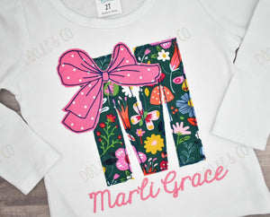 Alphabet Applique with Bow Personalized Girl Pant Set