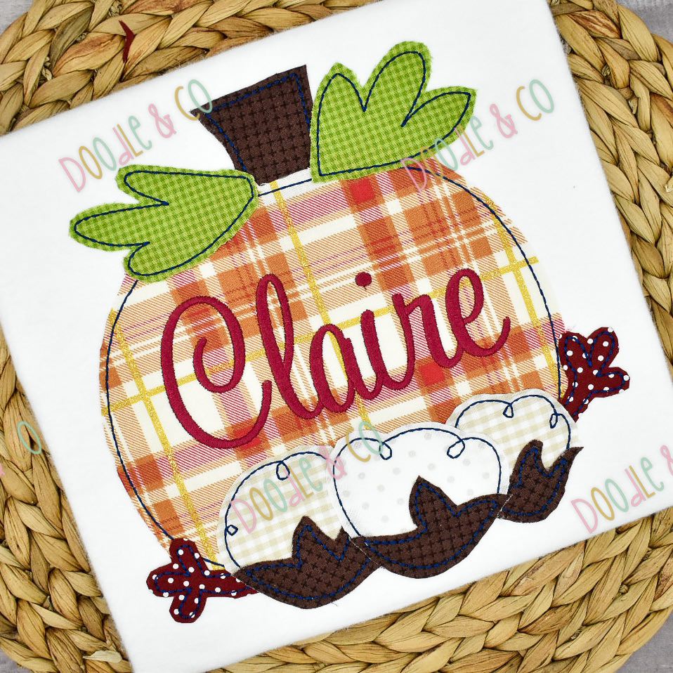 Personalized Plaid Pumpkin and Cotton