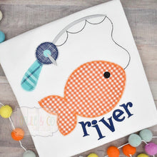 Personalized Applique Boy Fishing Shirt with Pole
