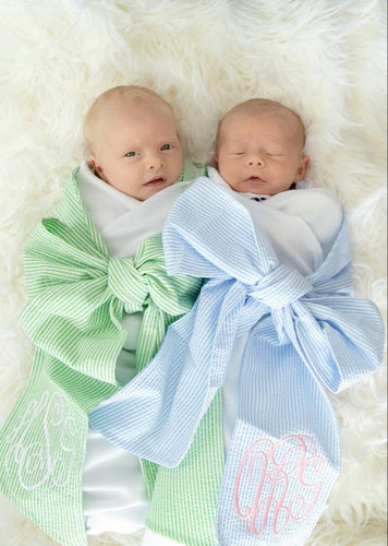 Newborn Baby Swaddle Blanket with Monogram Bow