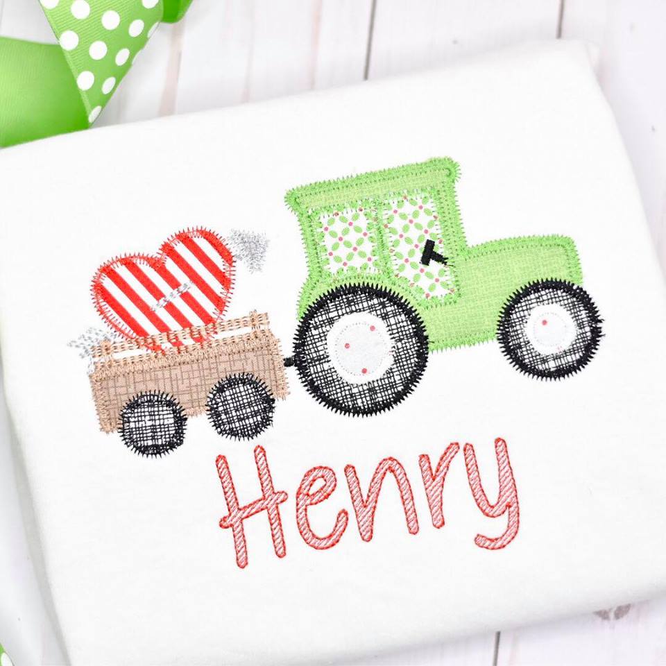 Valentine Tractor with Hearts Personalized Shirt