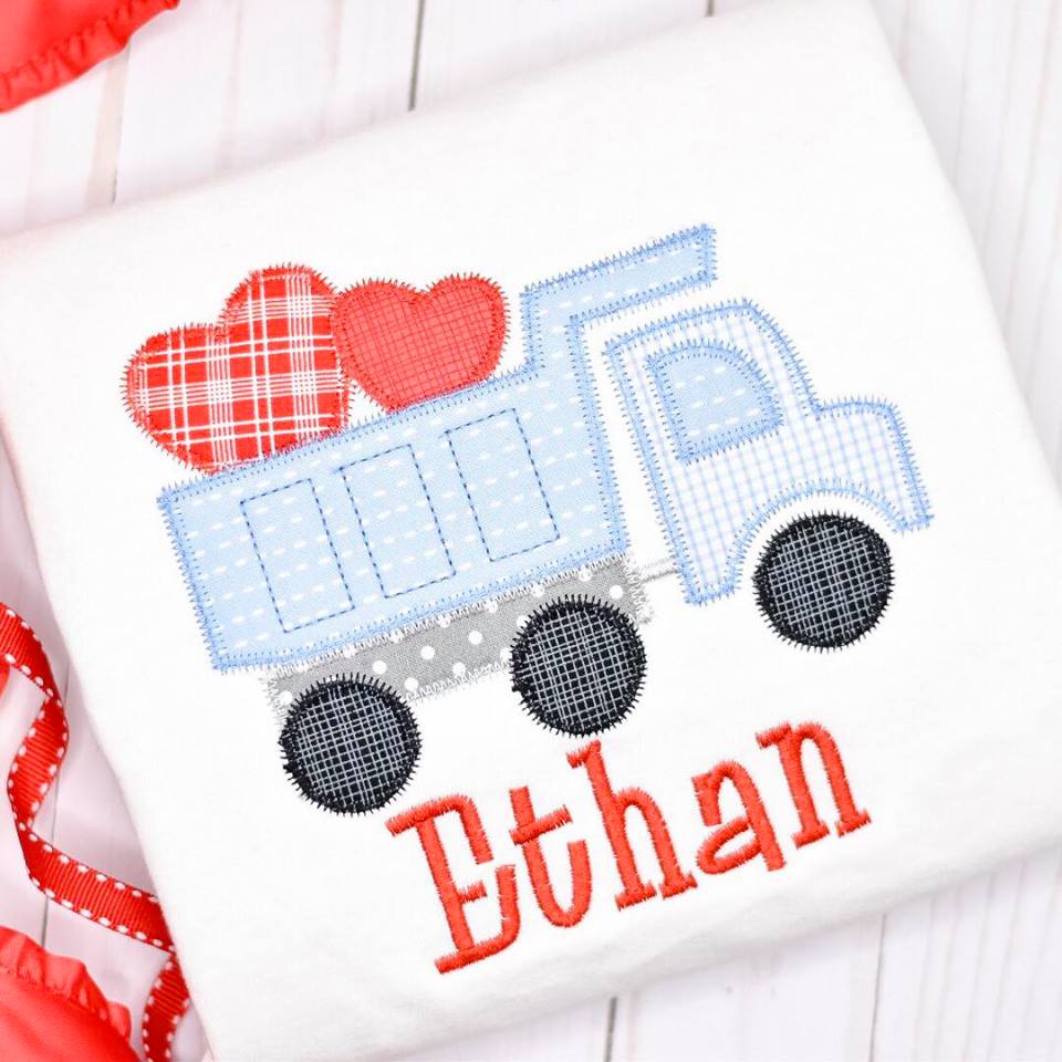 Valentine Dump Truck with Hearts Personalized Shirt