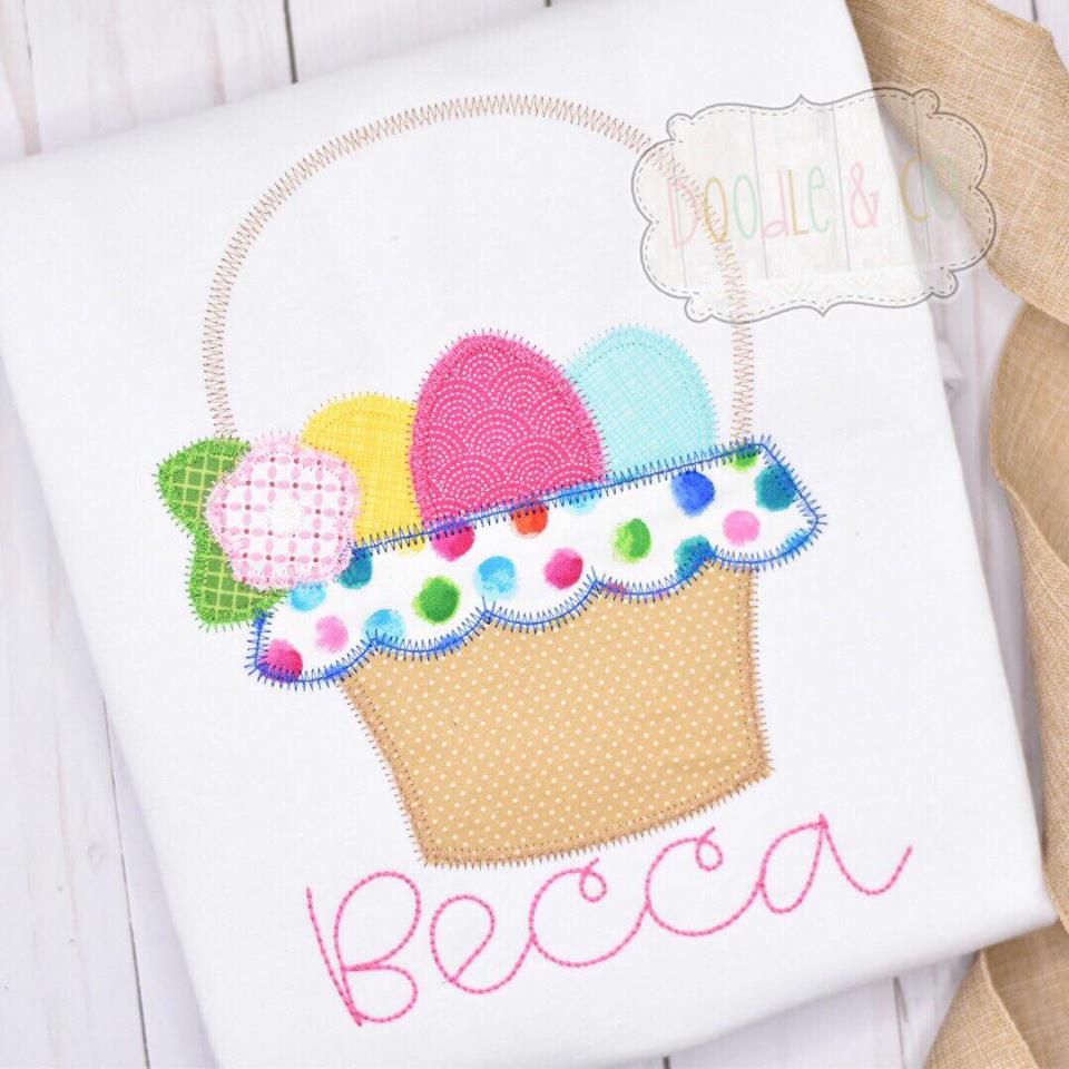 Easter Basket with Eggs Personalized Girl Shirt